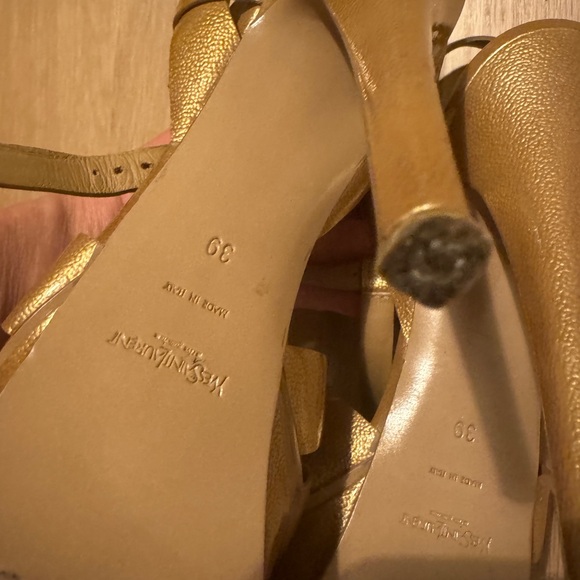 Saint Laurent Tribute Leather T-Strap Platform Sandals As Is 39 - Picture 8 of 10